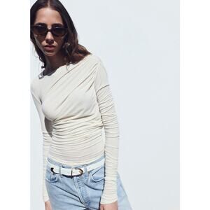 Agolde Tania Twist Tee Oat Milk Top NWT Medium